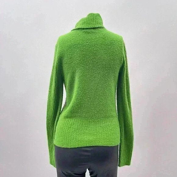 Vintage Knit Sweater Size L Green Y2K Fair Isle Turtleneck Energie Chunky - Picture 2 of 9